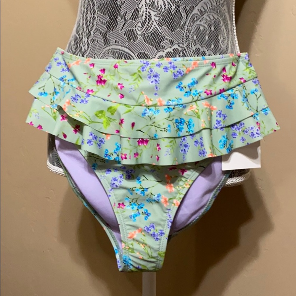 CALIFORNIA SUNSHINE RUFFLE FLORAL SWIMSUIT BOTTOM